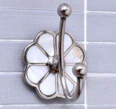 Double End Mother of Pearl Silver Brass Wall Hook